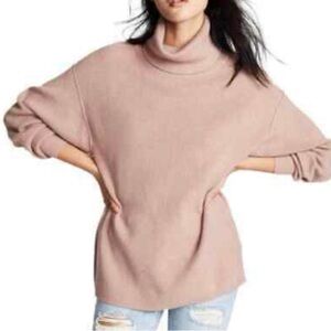Free People Sweater Women’s Small Cozy Turtleneck Mauve Pink Oversized